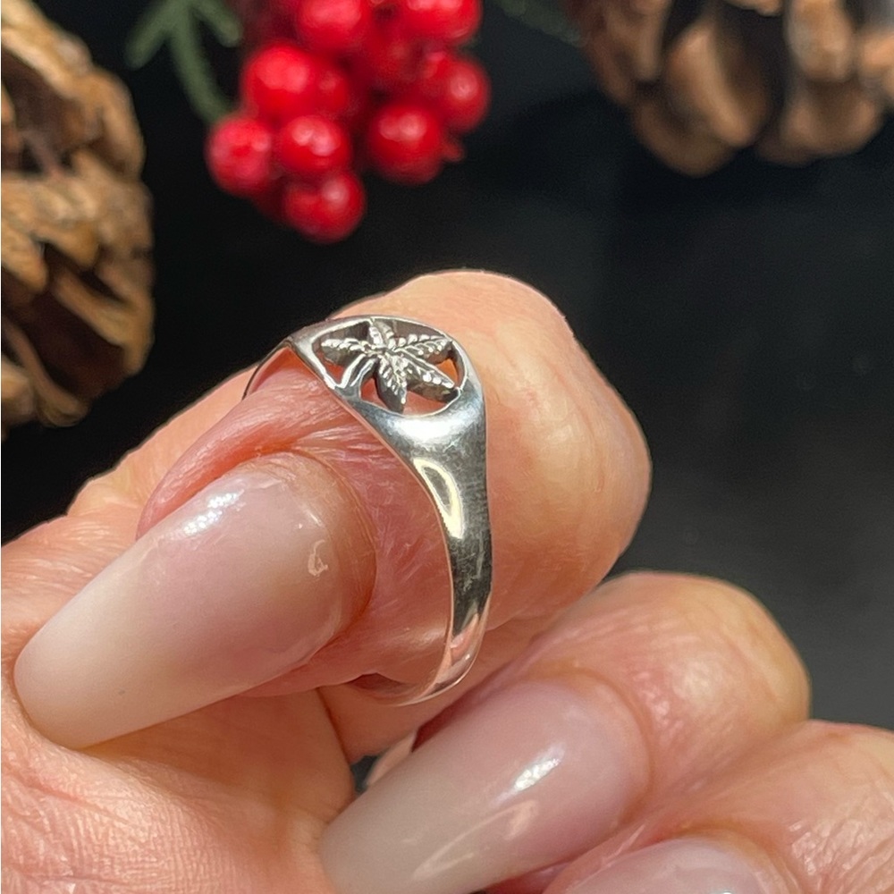 Solid 925 Silver Leaf Ring Size 9 And 10 Option - image 2